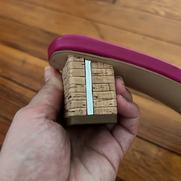 Franco Sarto Pink Leather Padded Open Toe Block Heels - Size 8.5 - Picture 6 of 8